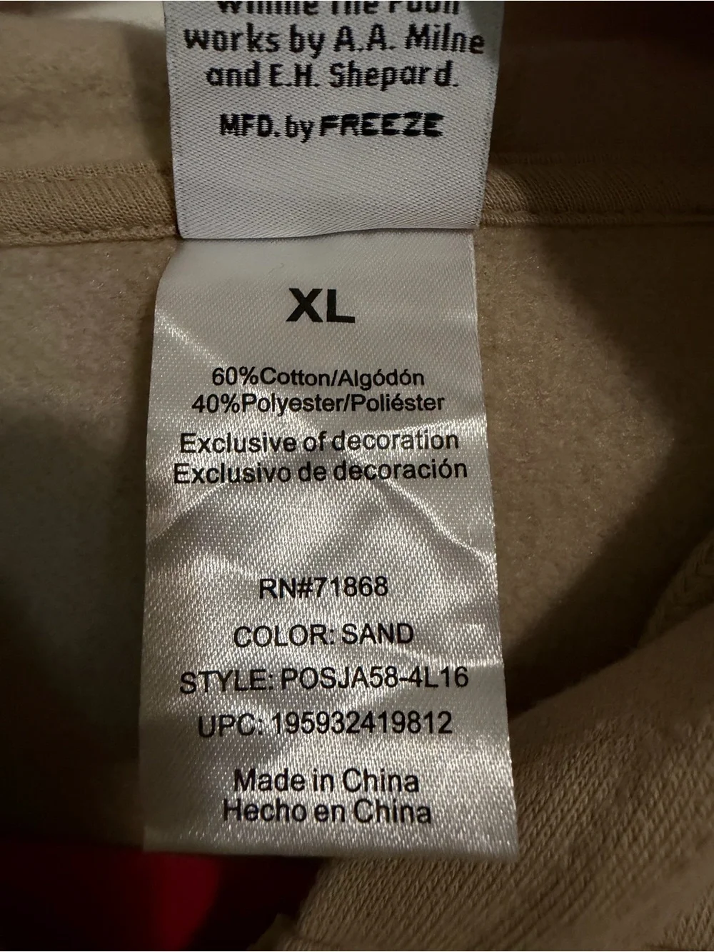 Winnie the Pooh Beige Zip-Up Hoodie Jacket - Picture 5 of 5